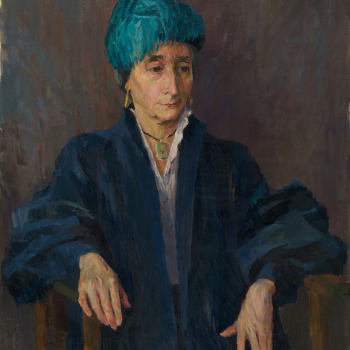 Portret van Grace Ketting met hoed met veren