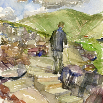 Willem werkend in Dunquin, Ierland