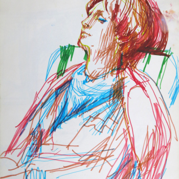 Janneke van Boxsel-Laméris, ca. 1980. Viltstift op papier