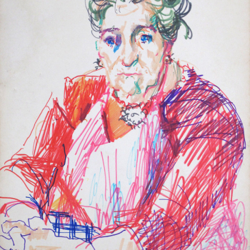 Portret moeder, ca. 1980. Viltstift op papier