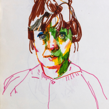 Zelfportret, ca. 1980. Viltstift op papier