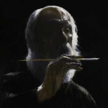 Verdwijnend zelfportret 2, 2023. Olieverf op doek, 60 x 50 cm