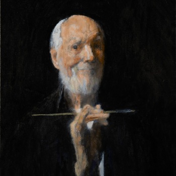 Zelfportret op 96-jarige leeftijd, 2024. Olieverf op doek, 60 x 50 cm