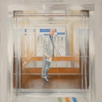 Zelfportret in ziekenhuislift